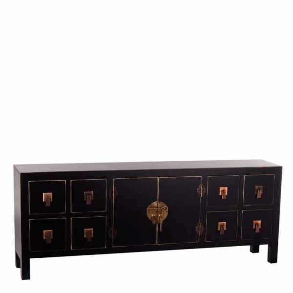 Mueble 8 cajones negro oro oriental